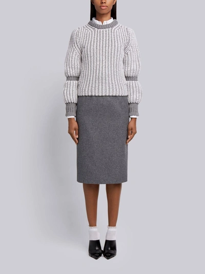 Shop Thom Browne Bi-colored Chunky Merino Pullover In Grey