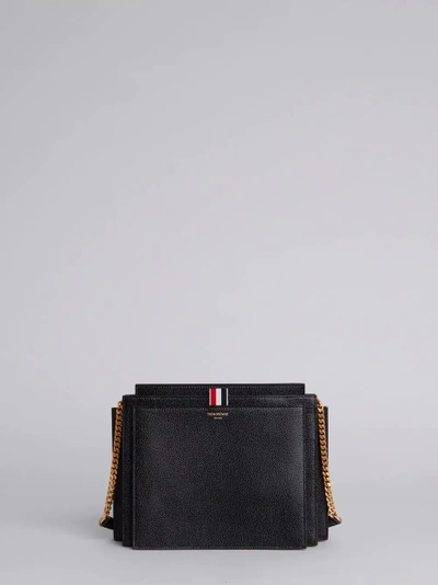 Shop Thom Browne Square Lucido Leather Accordion Bag In Black