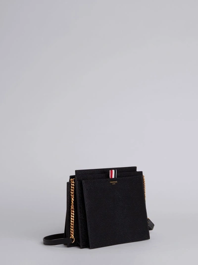 Shop Thom Browne Square Lucido Leather Accordion Bag In Black