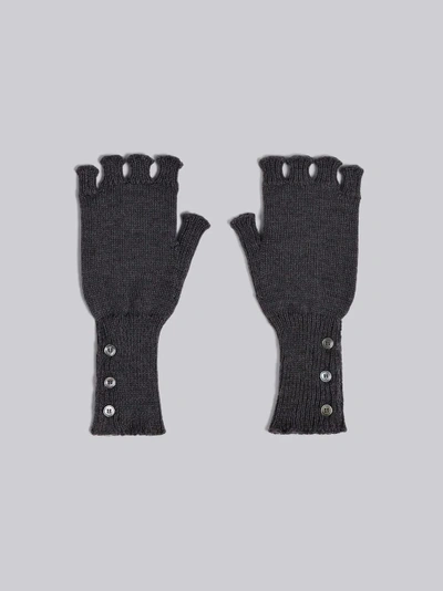 Shop Thom Browne Fingerless Wool Gloves In Grey