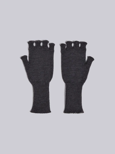 Shop Thom Browne Fingerless Wool Gloves In Grey