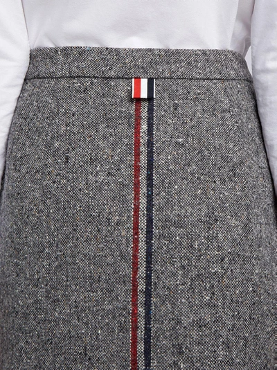 Shop Thom Browne Striped High-waisted Wool Pencil Skirt In Grey