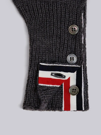 Shop Thom Browne Fingerless Wool Gloves In Grey