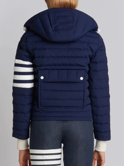 Shop Thom Browne Downfill Ski Jacket With 4-bar Stripe & Removable Hood In Navy Matte Nylon Poplin In Blue