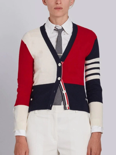 Shop Thom Browne V-neck Cardigan In Multicolour
