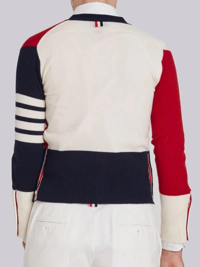 Shop Thom Browne V-neck Cardigan In Multicolour