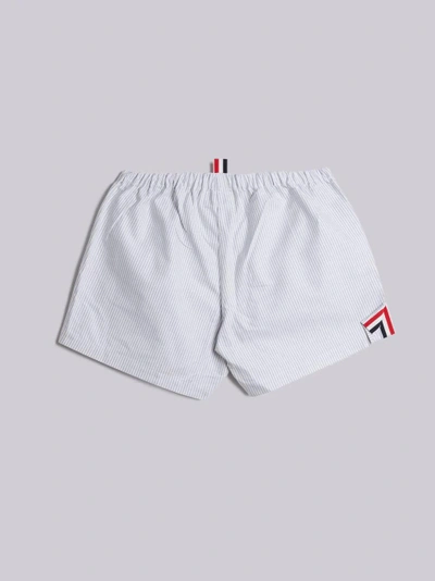 Shop Thom Browne Boxer Short In Grey & White University Stripe Oxford