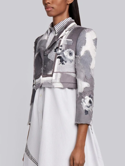 Shop Thom Browne Patchwork Intarsia Sport Coat In Grey