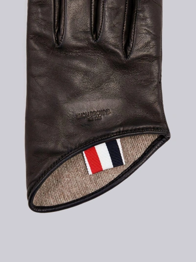 Shop Thom Browne Cashmere-lined Leather Gloves In Black
