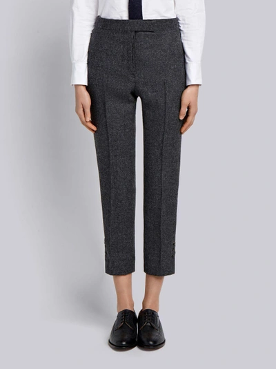 Shop Thom Browne Button Vent Pintuck Shetland Wool Trouser In Grey