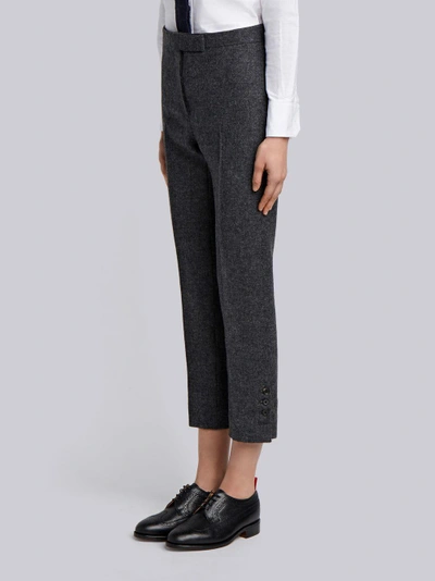Shop Thom Browne Button Vent Pintuck Shetland Wool Trouser In Grey