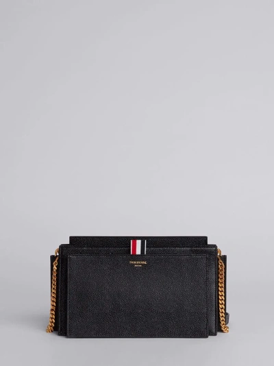 Shop Thom Browne Lucido Leather Accordion Bag In Black
