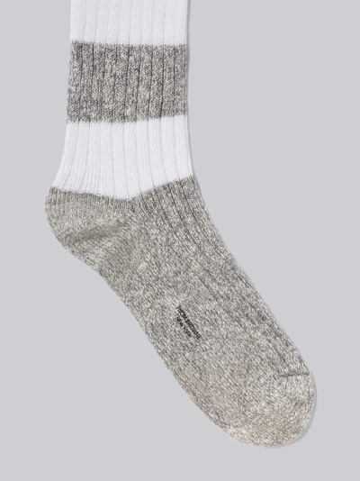 Shop Thom Browne Thick Cotton Over-the-calf Rugby Stripe Socks In Blue