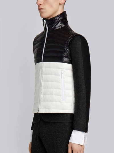 Shop Thom Browne Bicolor Quilted Down Satin Tech Vest In Black