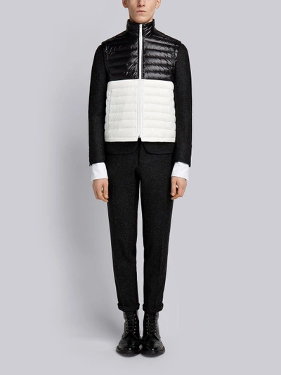 Shop Thom Browne Bicolor Quilted Down Satin Tech Vest In Black