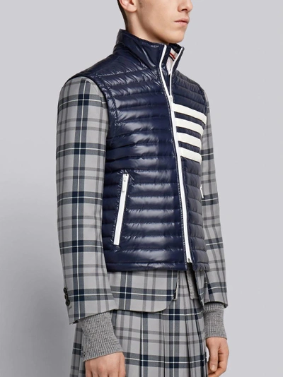 Shop Thom Browne 4-bar Stripe Quilted Down Fill Satin-finished Tech Vest In Blue