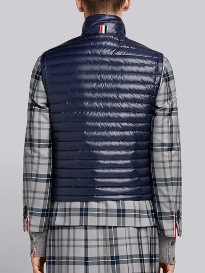 Shop Thom Browne 4-bar Stripe Quilted Down Fill Satin-finished Tech Vest In Blue