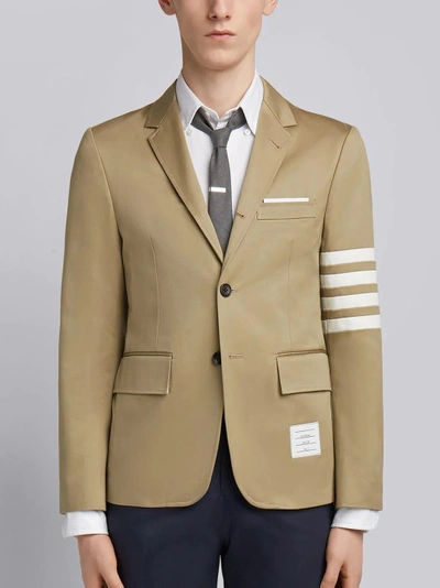 Shop Thom Browne Camel Cotton Twill 4-bar Unconstructed Classic Jacket In Neutrals