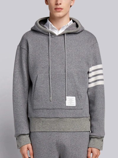 Shop Thom Browne 4-bar Cashmere Shell Relaxed Hoodie In Grey