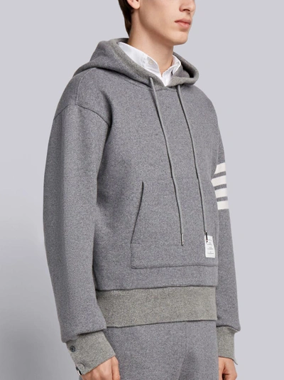 Shop Thom Browne 4-bar Cashmere Shell Relaxed Hoodie In Grey