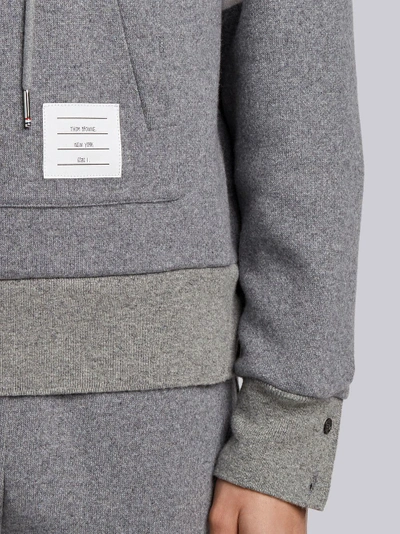 Shop Thom Browne 4-bar Cashmere Shell Relaxed Hoodie In Grey