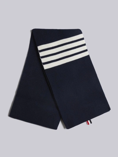 Shop Thom Browne 4-bar Stripe Cashmere Scarf In Blue