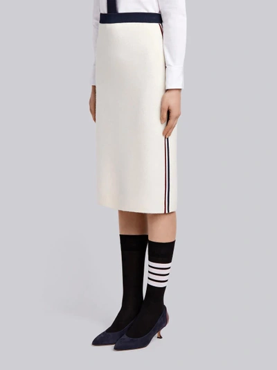Shop Thom Browne Vertical Stripe Wool Pencil Skirt In White