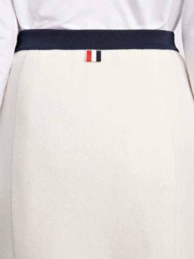 Shop Thom Browne Vertical Stripe Wool Pencil Skirt In White