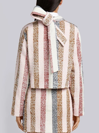 Shop Thom Browne Bow Collar Striped Jacket In Multicolour