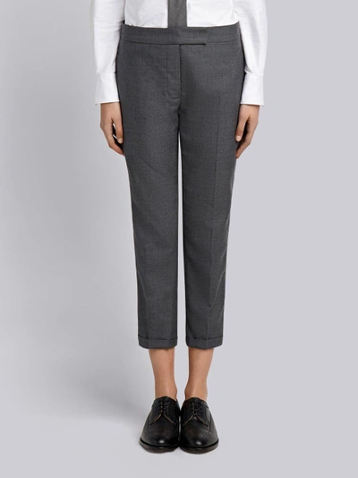 Shop Thom Browne Striped Low-rise Wool Trouser In Grey