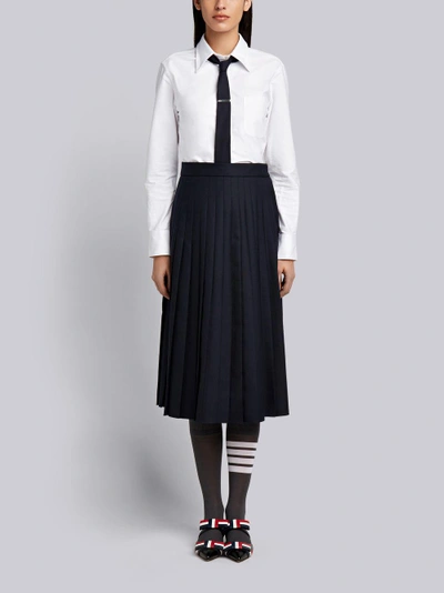 Shop Thom Browne School Uniform Pleated Skirt In Blue