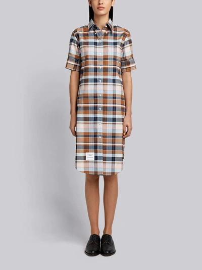 Shop Thom Browne A-line Cotton Shirtdress In Multicolour