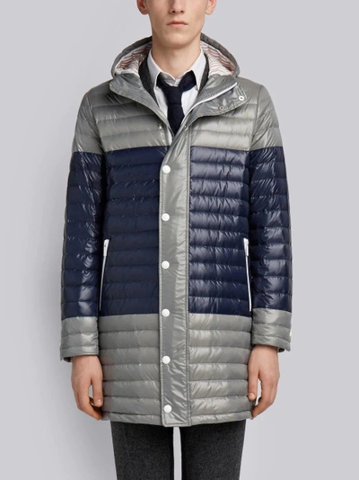 Shop Thom Browne Bicolour Down-filled Satin Coat In Grey