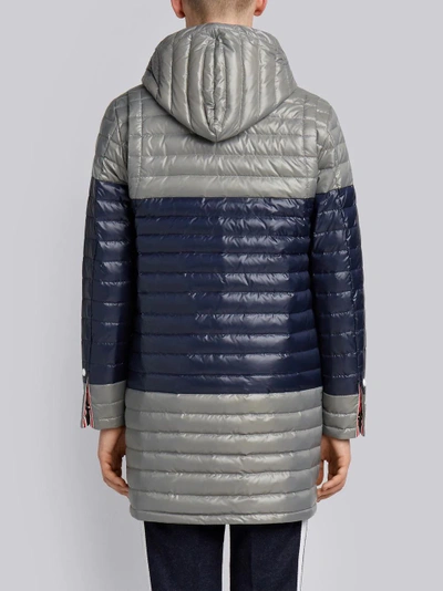 Shop Thom Browne Bicolour Down-filled Satin Coat In Grey