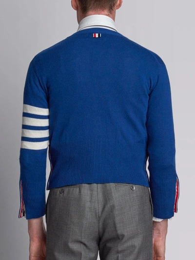 Shop Thom Browne 4-bar Short Cashmere Cardigan In Blue