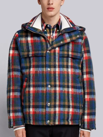 Shop Thom Browne Gingham Tartan Down-filled Hairy Mohair Tech Jacket In Multicolour