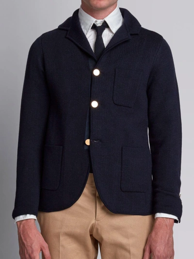 Shop Thom Browne Double-knit Wool Sport Coat In Grey
