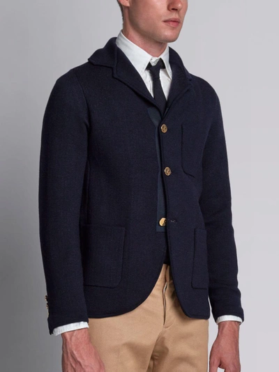 Shop Thom Browne Double-knit Wool Sport Coat In Grey