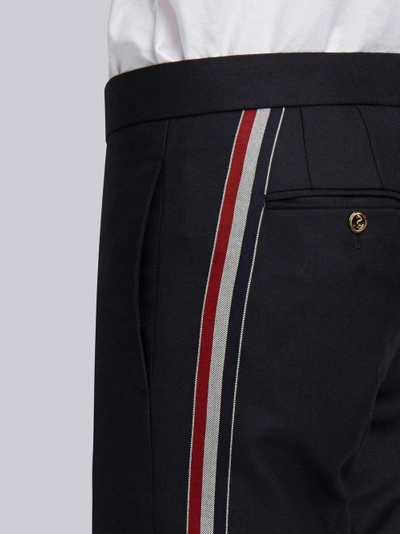 Shop Thom Browne Engineered Striped Side Seam Solid Wool Twill Skinny Trouser In Blue