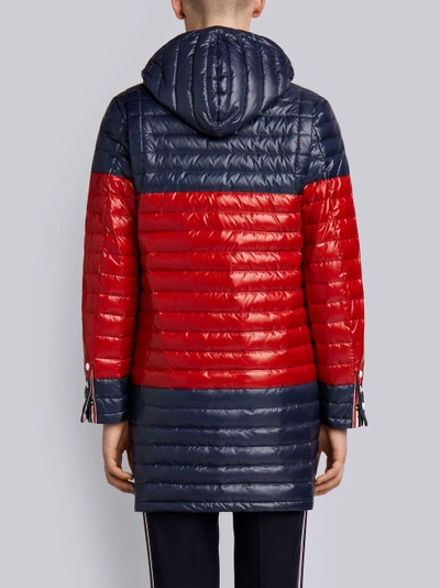 Shop Thom Browne Bicolor Quilted Down Satin Tech Coat In Blue
