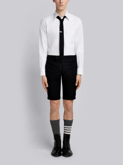 Shop Thom Browne Seamed Elastic Stripe Skinny Wool Shorts In Black