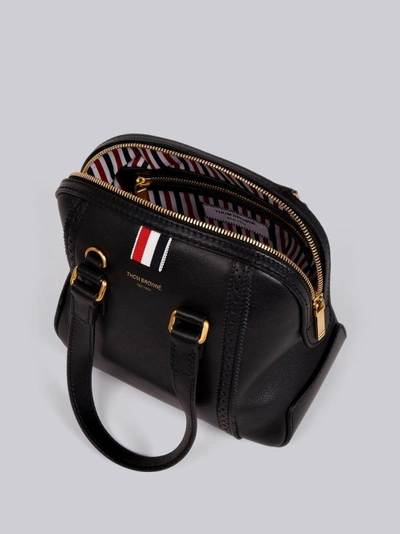 Shop Thom Browne Rwb Strap Brogued Mrs. Thom Mini Bag In Black