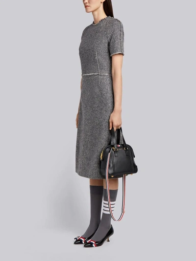 Shop Thom Browne Rwb Strap Brogued Mrs. Thom Mini Bag In Black