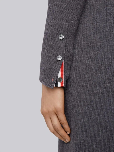 Shop Thom Browne Half-and-half Rib Knit Striped Long Cardigan In Grey