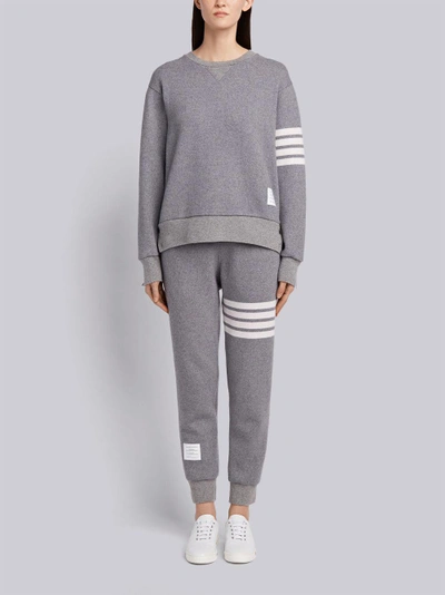 Shop Thom Browne Engineered 4-bar Stripe Crewneck Sweatshirt In Double Face Cashmere In Grey