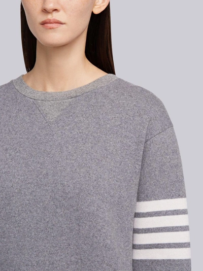Shop Thom Browne Engineered 4-bar Stripe Crewneck Sweatshirt In Double Face Cashmere In Grey