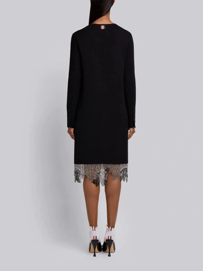 Shop Thom Browne Crystal Embroidered Milano Stitch Mini Dress In Black