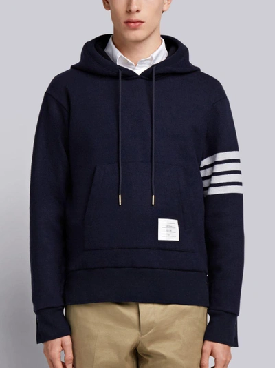 Shop Thom Browne 4-bar Cashmere Shell Relaxed Hoodie In Blue