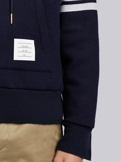 Shop Thom Browne 4-bar Cashmere Shell Relaxed Hoodie In Blue