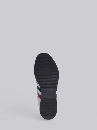 Shop Thom Browne Running Shoe With Red, White And Blue Stripe In Suede & Cotton Blend Tech